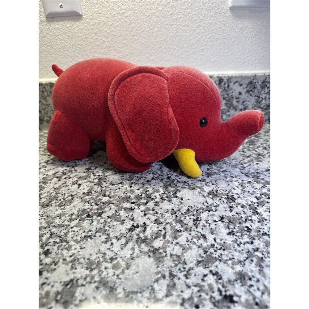 Manhattan Toy Company Red 13” Elephant Plush Goldwyn Designs Vintage 1986 Rare!